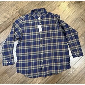 Club Room Men's Long Sleeve Regular-Fit Plaid Flannel Shirt, Navy blue, Size XXL